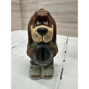 Vintage Jasco Blow Mold Plastic Dog Bank- Brother Can You Spare A Dime